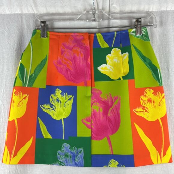 XOXO Floral Print Colorful Neon Mini Skirt - Picture 2 of 4